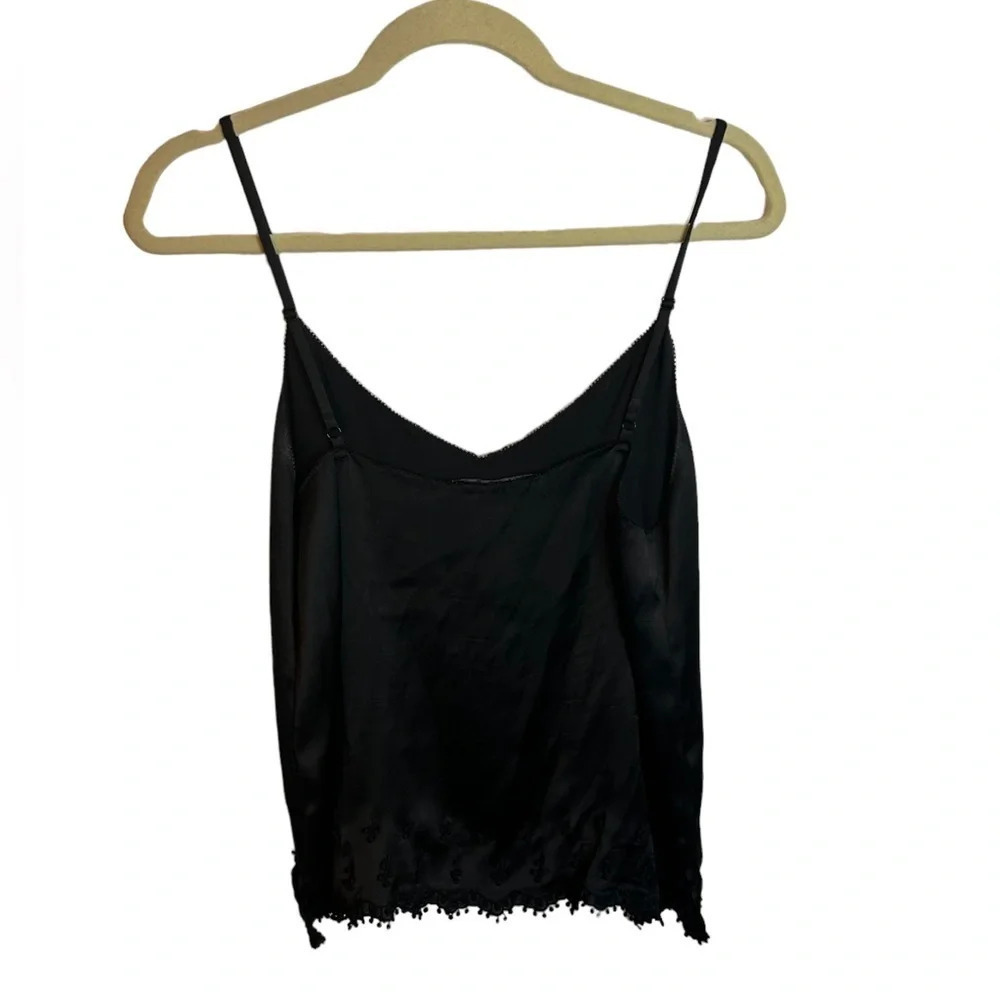 ZARA EMBROIDERED BLACK SATIN TANK